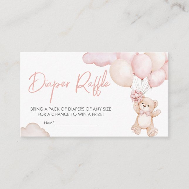 Carte D'accompagnement Balloon de Baby shower de couche rose pour bébé Ra (Devant)