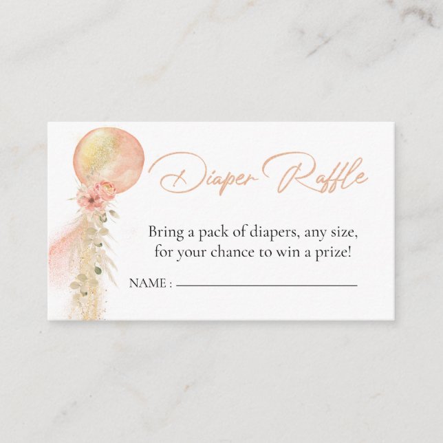 Carte D'accompagnement Balloon Eucalyptus Boho en or rose calcaire (Devant)