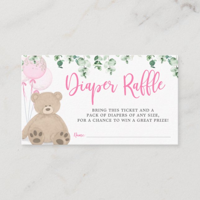 Carte D'accompagnement Balloon Ours Teddy Eucalyptus Déchets Raffle Girl (Devant)