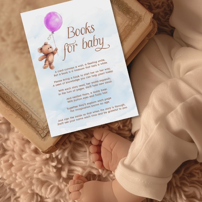 Carte D'accompagnement Balloon rose Fille Teddy Bear Livres pour bébé (Créateur téléchargé)