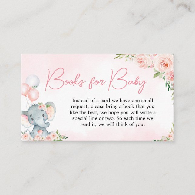 Carte D'accompagnement Balloon rose floral livres pour bébé (Devant)