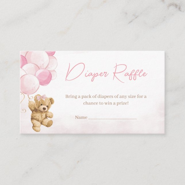 Carte D'accompagnement Balloons en Teddy rose Baby shower Déchets Raffin (Devant)