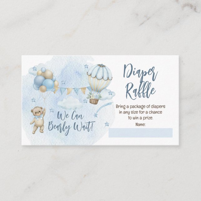 Carte D'accompagnement Balloons Ours Teddy Garçon Bearly Wait Diaper Raff (Devant)