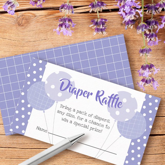 Carte D'accompagnement Balloons violets Baby shower Cute Déchets Raffin (Créateur téléchargé)