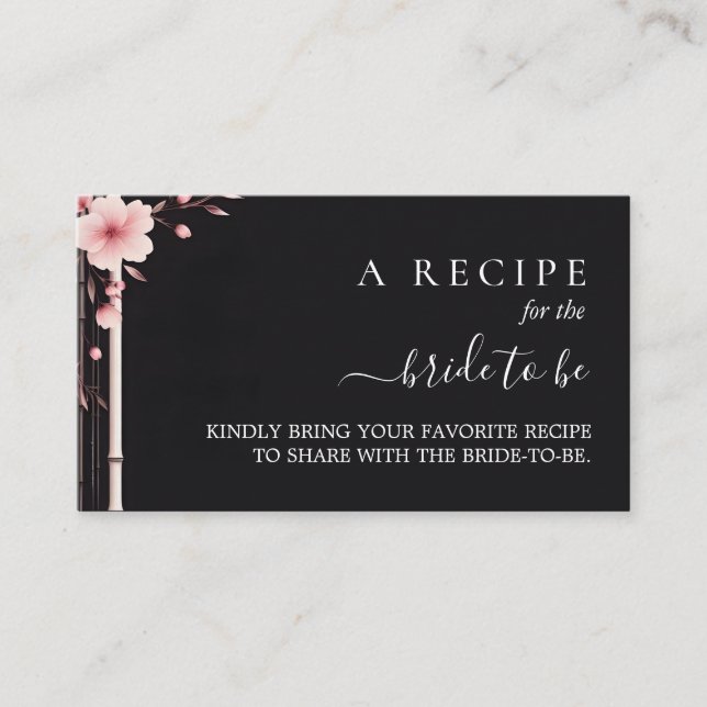 Carte D'accompagnement Bambou Rose Fleur de Cerisier Mariage Shower (Devant)