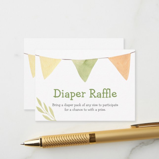 Carte D'accompagnement Bannière de drapeaux à l'aquarelle Baby Shower Tir (Devant/Arrière en situation)