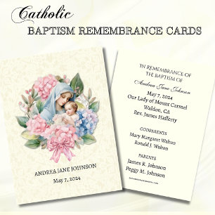 Carte D'accompagnement Baptême catholique de la petite fille Souvenir Car