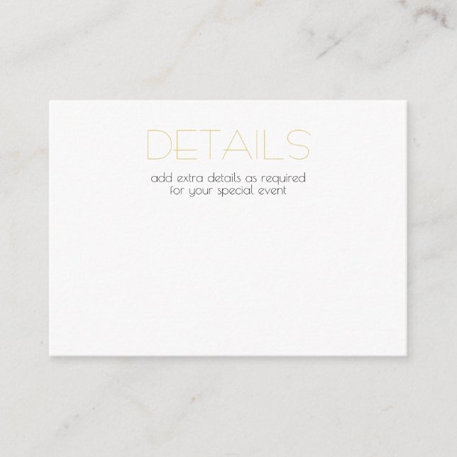 Carte D'accompagnement BAR BAT BAT Or Blanc contemporain MITZVAH Détails  (Devant)