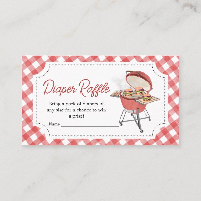 Carte D'accompagnement Barbecue Baby shower BBQ rouge Raffle de couche (Devant)