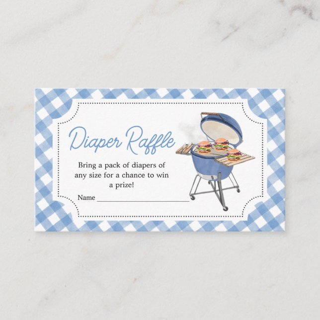 Carte D'accompagnement Barbecue Bleu Baby shower barbecue Raffle de couch (Devant)