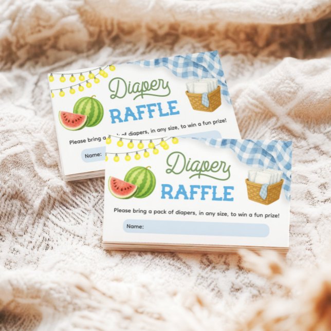 Carte D'accompagnement Barbecue bleu Baby shower Déchets (Blue BBQ Baby Shower Diaper Raffle Enclosure Card)