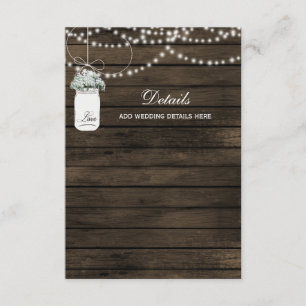 Carte D'accompagnement barn bois mason bocal mariage rustique