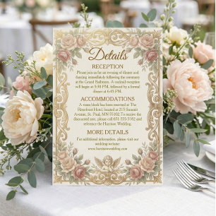 Carte D'accompagnement Baroque Romantique Floral Régence Blush