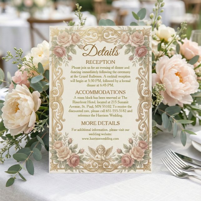Carte D'accompagnement Baroque Romantique Floral Régence Blush (Créateur téléchargé)
