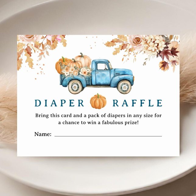 Carte D'accompagnement Barre de Baby shower de  de camion Citrouille bleu (Créateur téléchargé)