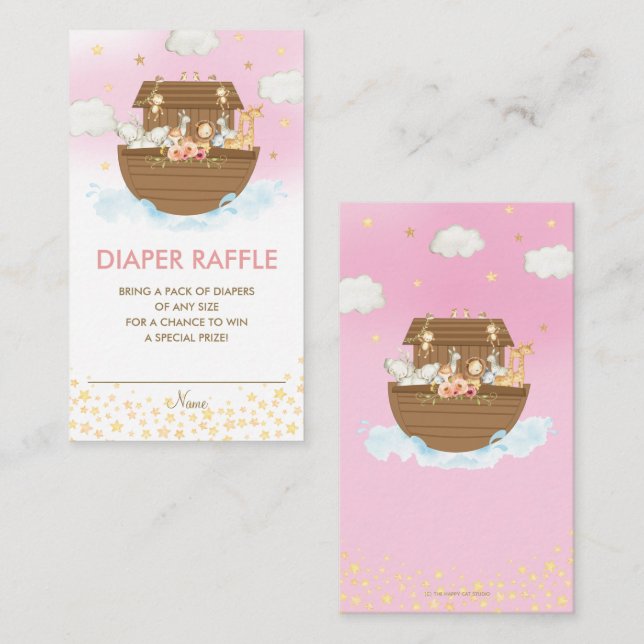 Carte D'accompagnement Barre de Baby shower rose Noah Raffle (Devant / Derrière)