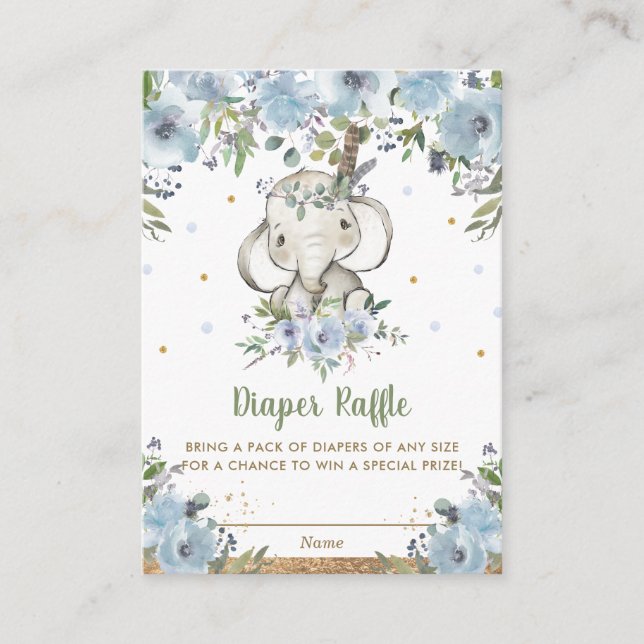Carte D'accompagnement Barreau bleu Baby shower floral (Devant)