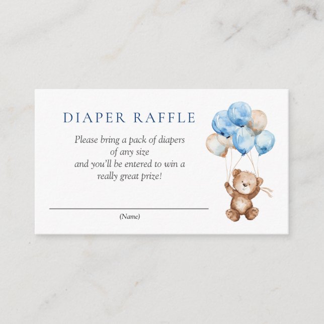 Carte D'accompagnement Barreau bleu Baby shower Ours Teddy Raffin (Devant)