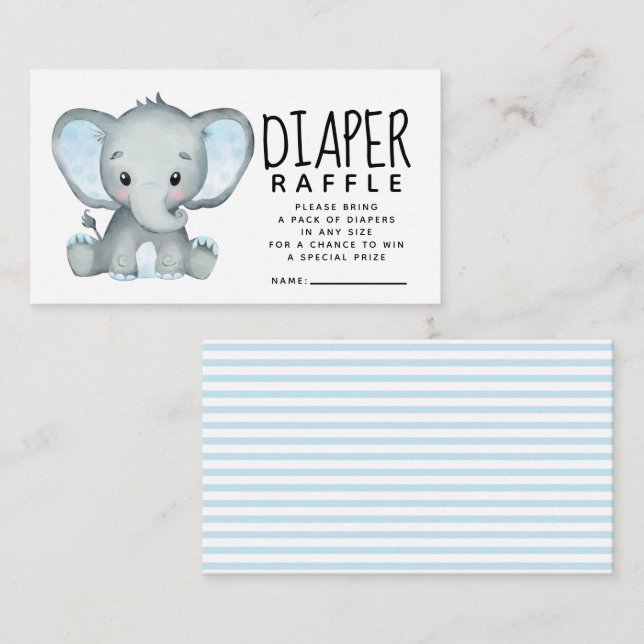 Carte D'accompagnement Barreau bleu éléphant du garçon (Devant / Derrière)