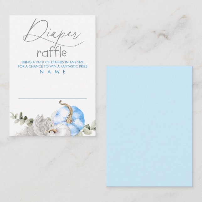 Carte D'accompagnement Barreau Citrouille bleu Baby shower (Devant / Derrière)