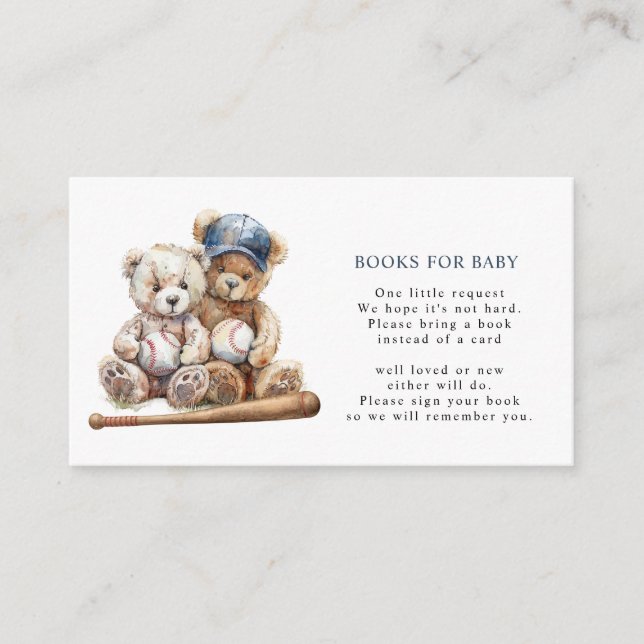 Carte D'accompagnement Baseball Nounours Twins Livres Pour Bébé (Devant)