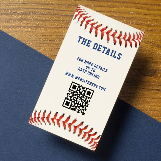 Carte D'accompagnement Baseball Softball Sport QR Code Détails du Mariage (Baseball Softball Sport QR Code Wedding Details Enclosure Card)