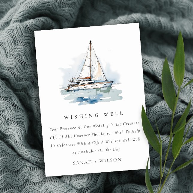 Carte D'accompagnement Bateau à voile Dusky Yacht Mariage de la mer (Créateur téléchargé)