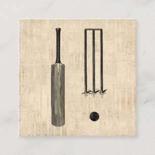 Carte D'accompagnement Batte de cricket antique Art illustré vintage