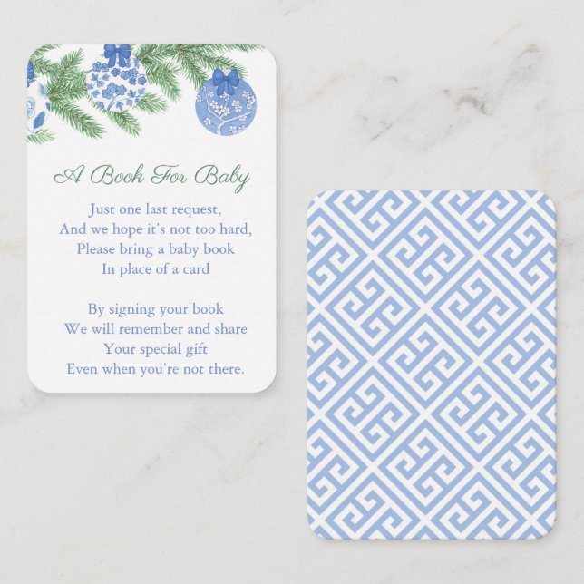 Carte D'accompagnement Bauble Bleu Blanc Baby shower De Vacances Apporter (Devant / Derrière)