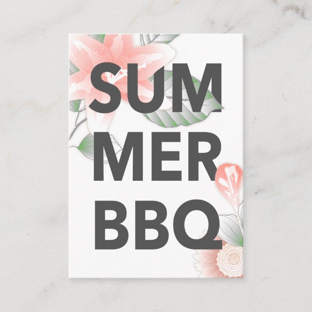 Carte D'accompagnement BBQ D'ÉTÉ Fleur vintage (Devant)
