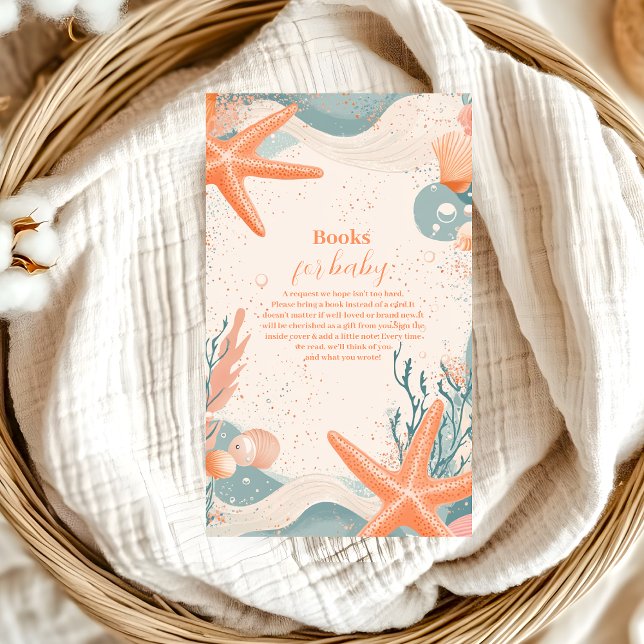 Carte D'accompagnement Beach Seashells Livres élégants pour bébé (Créateur téléchargé)