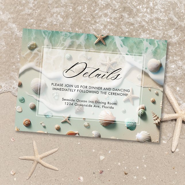 Carte D'accompagnement Beach Seaside Destination Wedding Détails (Créateur téléchargé)