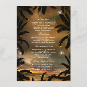 Carte D'accompagnement Beach Sunset Palm Feuilles Mariages Détails