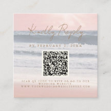 Beach Sunset Seaside Wedding Scan Code RSVP