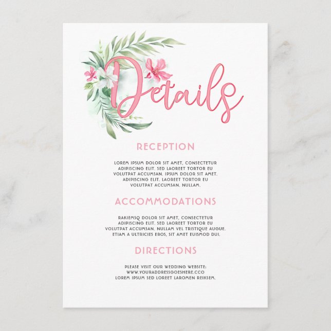 Carte D'accompagnement Beach Wedding Détails Information Invité (Devant)