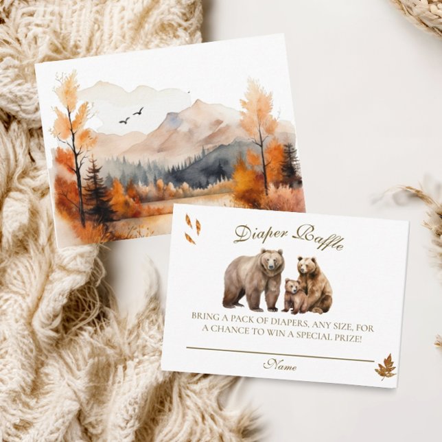 Carte D'accompagnement Bear Adventure Fall Mountains Baby shower neutre (Créateur téléchargé)