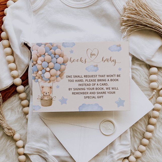 Carte D'accompagnement Bear Balloon Baby Boy Shower Books For Baby Card (Créateur téléchargé)