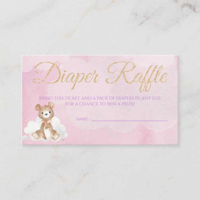 Carte D'accompagnement Bear Diaper Raffle Card Billets pour Baby shower (Devant)