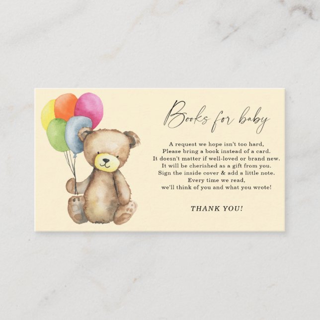 Carte D'accompagnement Bear élégant baby book demande (Devant)