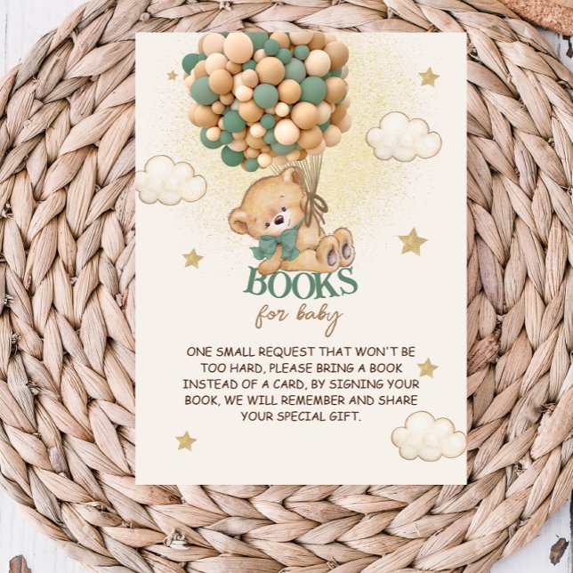 Carte D'accompagnement Bear Green Balloons Livres pour bébé (Créateur téléchargé)