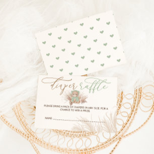 Carte D'accompagnement Bearly Wait Boho Baby Shower Verte Diaper Raffle