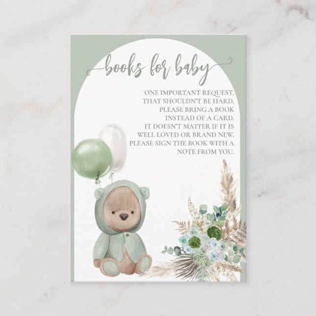 Carte D'accompagnement Bearly Wait Boho Green Bear Books (Devant)