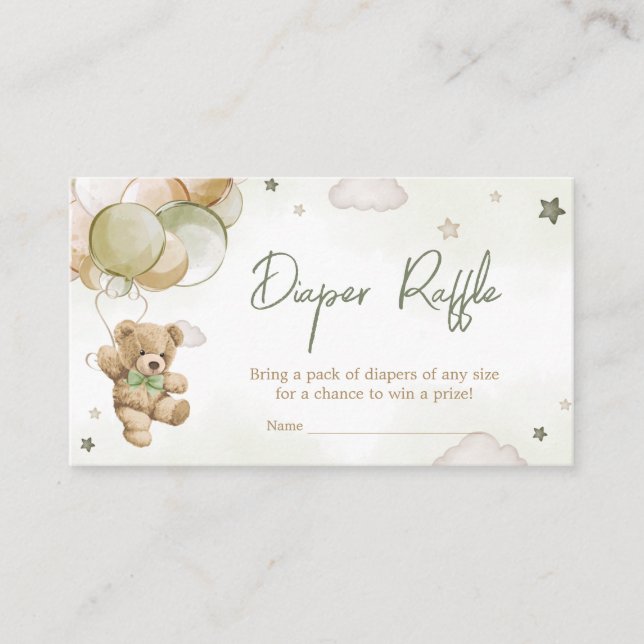 Carte D'accompagnement Bearly Wait Green Balloon Diaper Raffle (Devant)
