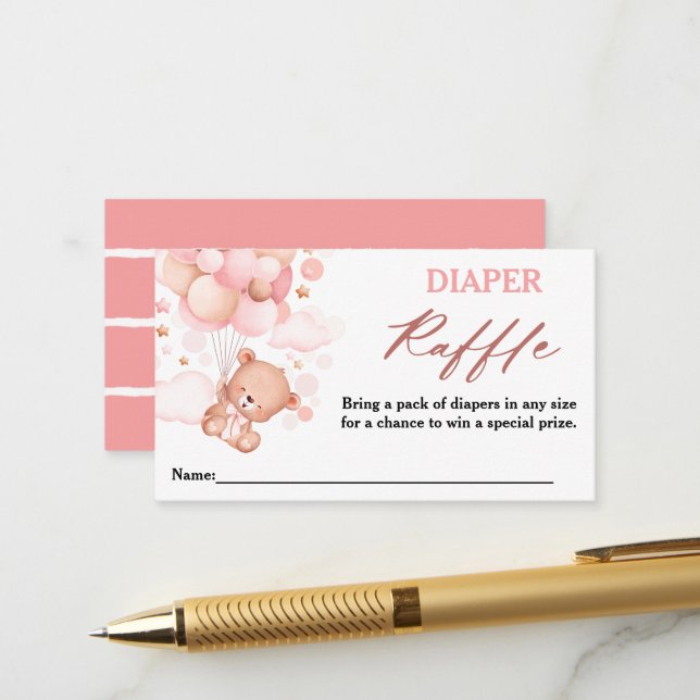 Carte D'accompagnement Bearly Wait Teddy Bear Pink Diaper Raffin (Devant/Arrière en situation)