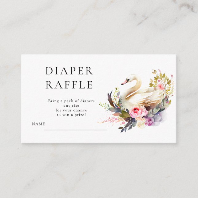 Carte D'accompagnement Beau Baby shower de cygne Déchets Raffle (Devant)