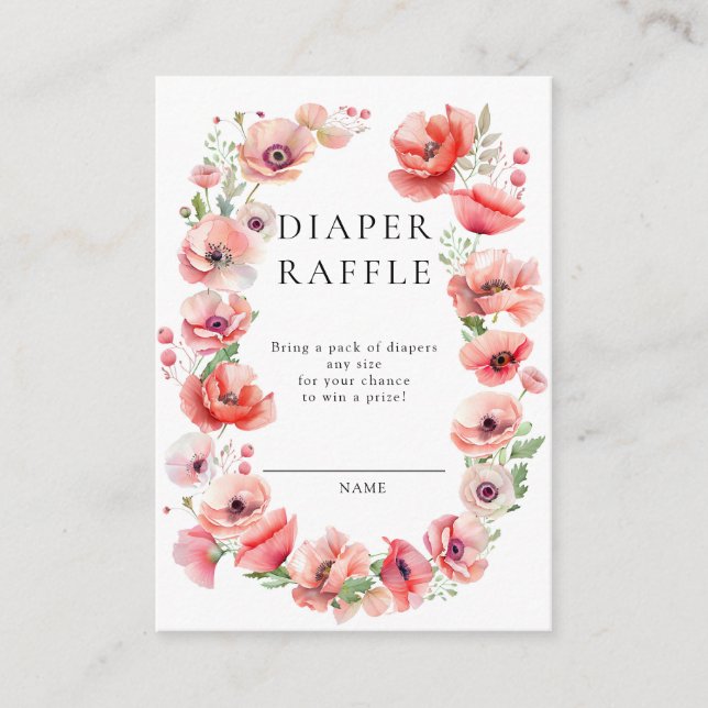 Carte D'accompagnement Beau Baby shower de Pavot Rose Déchets Raffle (Devant)
