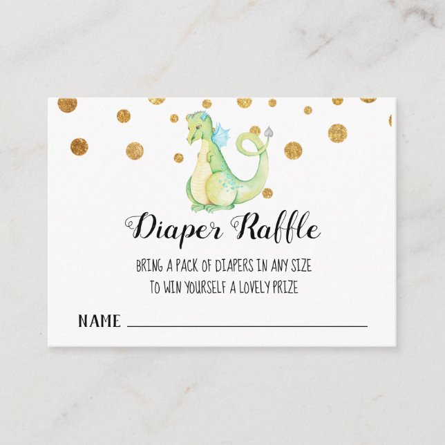 Carte D'accompagnement *~* Beau Dragon Vert - Baby shower Déchets Raffle (Devant)