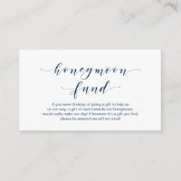 Beau Elégant, Navy Blue script Honeymoon Fund