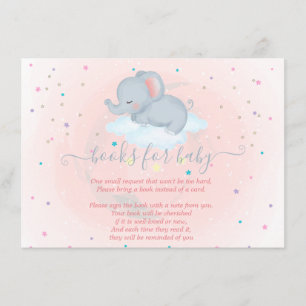 Carte D'accompagnement Beau éléphant, Nuage, Baby shower des étoiles