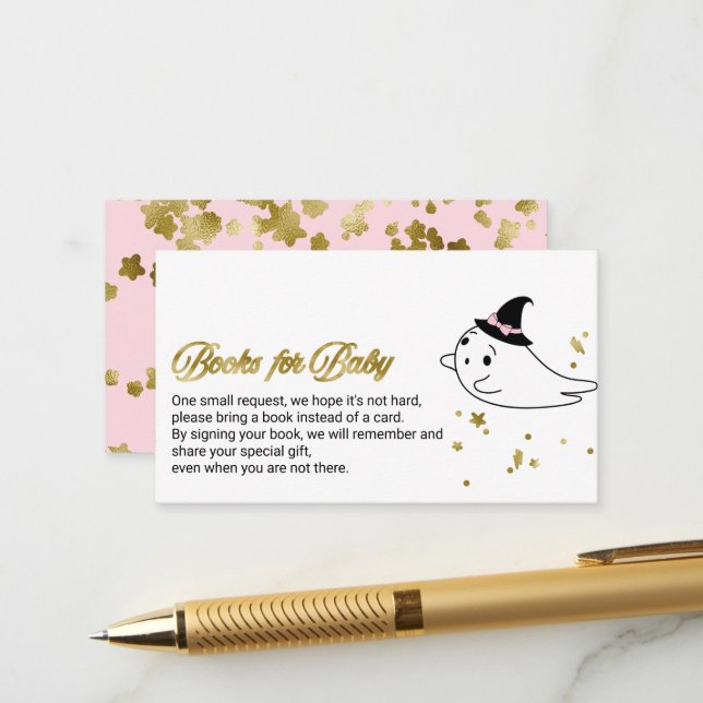 Carte D'accompagnement Beau Ghost Halloween Baby showers Livres Pour Bébé (Devant/Arrière en situation)